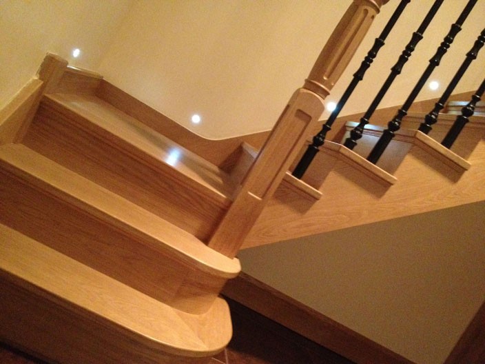 solid timber staircase metal spindles