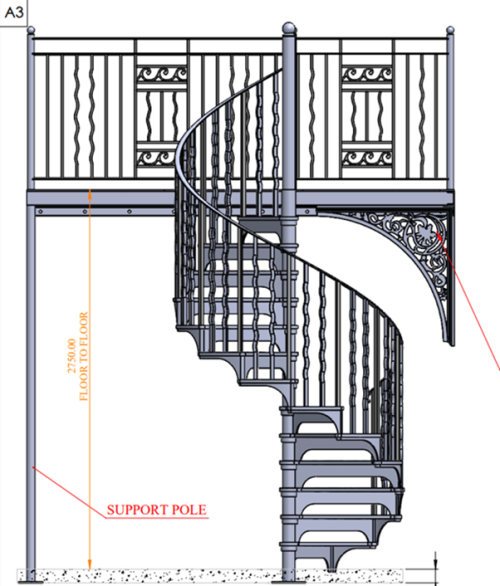 CAD Design - Balcony and Spiral Staircase